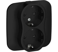 Розетка 2-я IEK FLITE с заземлением с защитными шторками 16А РСш12-0-А-ФлЧ черный FI-R24A-16-K02