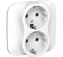Розетка 2-я IEK FLITE с заземлением с защитными шторками 16А РСш12-0-А-ФлБ белый FI-R24A-16-K01