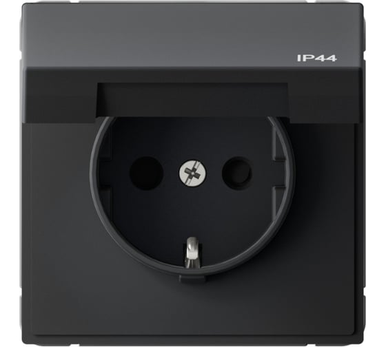 Механизм розетки Systeme Electric ARTGALLERY РОЗЕТКА с заземлением, со шторками, с крышкой, 16А, IP44, быстрозажимные клеммы, черный шелк GAL441746S 1