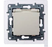 Розетка IEK ETIKA с заземлением, с защитными шторками, с крышкой, 16А, IP44, слоновая кость 672326