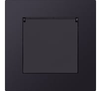 Розетка одноместная Smartbuy с заземлением с крышкой независимая 16А черная акрил Альтаир SBE-i11ba-16-S1-1ZK