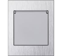 Розетка одноместная Smartbuy с заземлением с крышкой модульная 16А черная акрил Альтаир SBE-m11ba-16-S1-1ZK