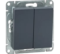 Механизм выключателя EKF двухклавишный, кнопочный, графит, Эпика UP1-SWG-23