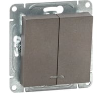 Механизм выключателя EKF двухклавишный, с подсветкой, мокко, Эпика UP1-SWM-24