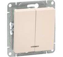 Механизм выключателя EKF двухклавишный, с подсветкой, кремовый, Эпика UP1-SWI-24