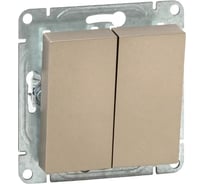 Механизм выключателя EKF двухклавишный, кнопочный, шампань, Эпика UP1-SWC-23