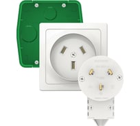 Силовой комплект Systeme Electric W59 32 А, 250 В: розетка, вилка, монтажная коробка, белый SK32-352-18