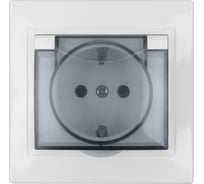 Розетка TDM ELECTRIC Таймыр 2П+З, с крышкой, 16А, 250В, IP44, белая, бакелит, пром.упак. SQ1814-0590