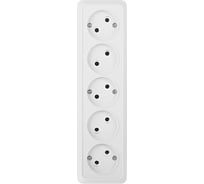 Розетка Intro Quadro 2-209-01 без заземления пятиместная 5х2P 16А-250В IP20 ОУ белый Б0053847