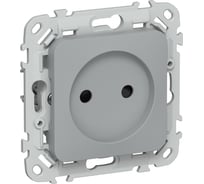 Розетка IEK FLITE без зазезмления, с защитными шторками, безвинтовое крепление, 10А РСш01-1-ФлС серый FI-R13-10-1-K03