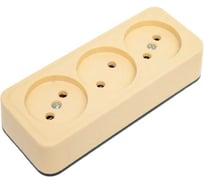 Розетка Ливны-Электро РА 10-014 3-х местная, слоновая кость, с подпружиненными контактами с донышком, 110 шт. РА 6748.1