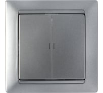 2-клавишный выключатель Bylectrica скрытой установки с подсветкой, серия СТИЛЬ, серебро, С510-815 серебро