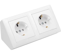 Угловой блок 2-местной розетки Bylectrica с заземлением со шторками, серия СТИЛЬ, белый, РА16-756