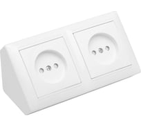 Угловой блок 2-местной розетки Bylectrica со шторками, серия СТИЛЬ, белый, РА16-755