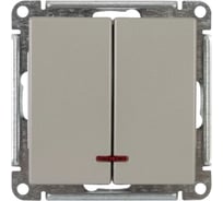 Выключатель 2-клавишный Systeme Electric W59 с подсветкой, 10АХ, механизм, платина VS510-251-12-86