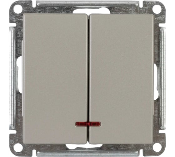 Выключатель 2-клавишный Systeme Electric W59 с подсветкой, 10АХ, механизм, платина VS510-251-12-86 1