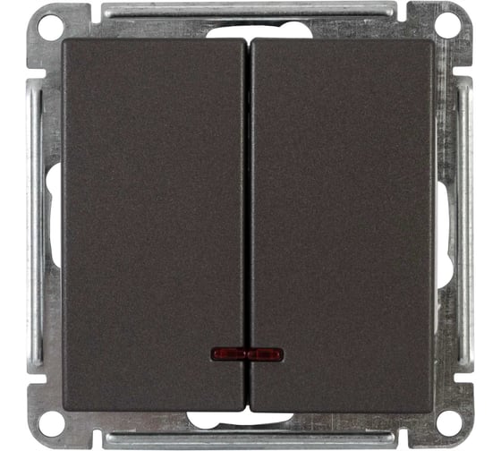 Выключатель 2-клавишный Systeme Electric W59 с подсветкой, 10АХ, механизм, графит VS510-251-13-86 1