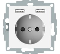 Розетка Systeme Electric Merten SM Белый Schuko с 2 USB c зарядным устройством 2,4 A SE MTN2366-0319