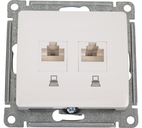 Компьютерная розетка Systeme Electric Glossa Молочная 2-ая RJ45+RJ45, кат.5E SE GSL000985KK 1