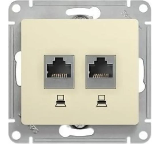 Компьютерная розетка Systeme Electric Glossa Молочная 2-ая RJ45+RJ45, кат.5E SE GSL000985KK
