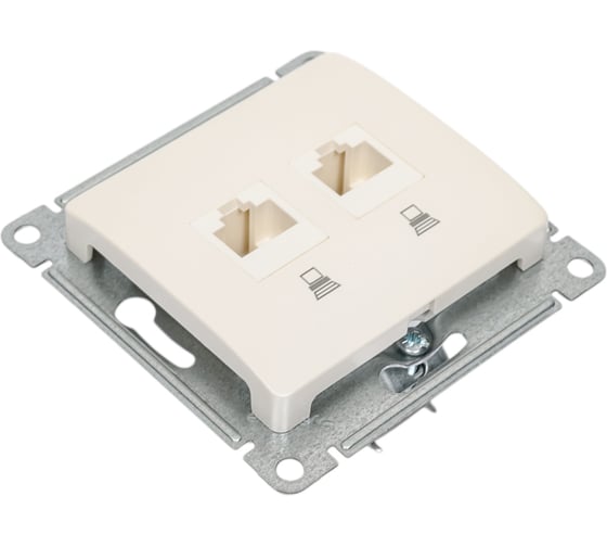 Компьютерная розетка Systeme Electric Glossa Перламутр 2-ая RJ45+RJ45, кат.5E SE GSL000685KK