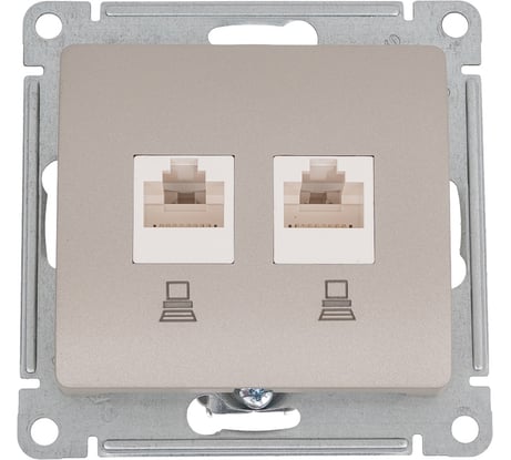 Компьютерная розетка Systeme Electric Glossa Платина 2-ая RJ45+RJ45, кат.5E SE GSL001285KK