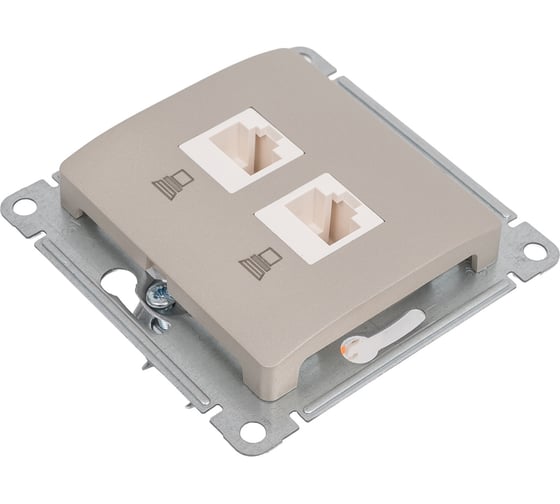 Компьютерная розетка Systeme Electric Glossa Платина 2-ая RJ45+RJ45, кат.5E SE GSL001285KK