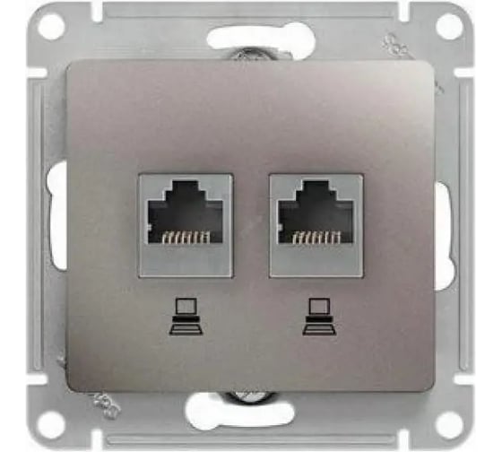 Компьютерная розетка Systeme Electric Glossa Платина 2-ая RJ45+RJ45, кат.5E SE GSL001285KK