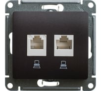 Компьютерная розетка Systeme Electric Glossa Шоколад 2-ая RJ45+RJ45, кат.5E SE GSL000885KK