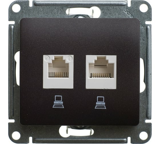 Компьютерная розетка Systeme Electric Glossa Шоколад 2-ая RJ45+RJ45, кат.5E SE GSL000885KK