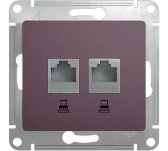 Компьютерная розетка Systeme Electric Glossa Сиреневый туман 2-ая RJ45+RJ45, кат.5E SE GSL001485KK