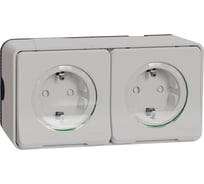 Блок из двух розеток Systeme Electric Mureva Styl наруж Белый с/з и шторками IP55 MUR39035