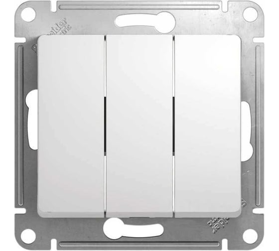 Выключатель Systeme Electric GLOSSA PRO 3-клавишный, сх.1+1+1, 10АХ, мех, без расп. лапок, белый GSL000131RUR 1