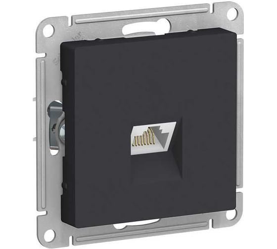 Розетка компьютерная Systeme Electric ATLASDESIGN RRR RJ45, кат. 6A, механизм, карбон ATN001086R 1