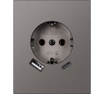 Розетка одноместная SMARTBUY с заземлением USB+Type-C модульная 16А графит Альтаир SBE-m11g-16-S1-USB