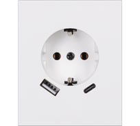 Розетка одноместная SMARTBUY с заземлением USB+Type-C модульная 16А белая Альтаир SBE-m11w-16-S1-USB