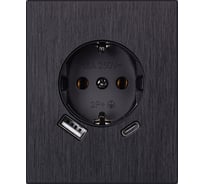 Розетка одноместная SMARTBUY с заземлением USB+Type-C модульная 16А алюминий черный Альтаир SBE-m11alb-16-S1-USB