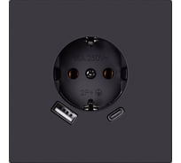 Розетка одноместная SMARTBUY с заземлением USB+Type-C независимая 16А черная Альтаир SBE-i11b-16-S1-USB
