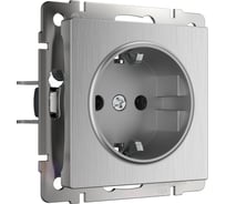 Розетка с заземлением Werkel W1171009 cеребряный рифленый a054534