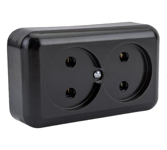 Розетка Ливны-Электро РА 10-009 2-х местная, черная, 130 шт. РАф 932.1