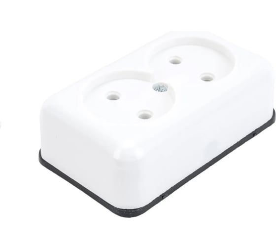 Розетка Ливны-Электро РА 10-009 2-х местная, с донышком, белая, 110 шт. РА 1941.1