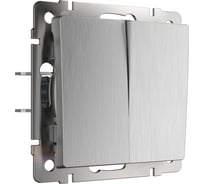Выключатель двухклавишный Werkel W1120009 cеребряный рифленый a050901