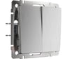 Выключатель двухклавишный Werkel W1120009 cеребряный рифленый a050901