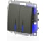 Выключатель двухклавишный с подсветкой ELBI Zena Vega дымчатый M+K 609-011100-203 2