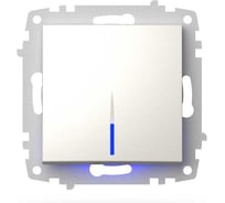 Выключатель одноклавишный с подсветкой ELBI Zena Vega слоновая кость M+K 609-012500-201