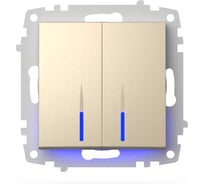 Выключатель двухклавишный с подсветкой ELBI Zena Vega слоновая кость M+K 609-012500-203