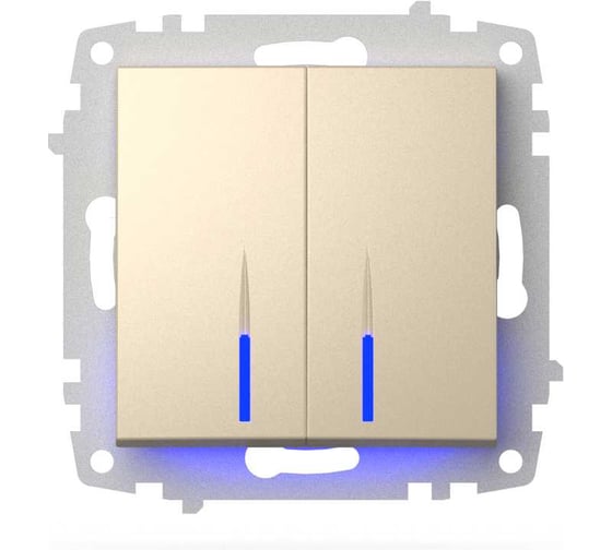 Выключатель двухклавишный с подсветкой ELBI Zena Vega слоновая кость M+K 609-012500-203 1