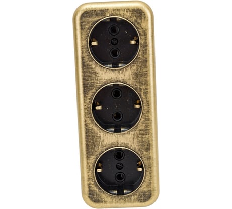 3-местная розетка SVET RA 16-343-Черная Бронза открытой установки с заземлением EV0311-0048