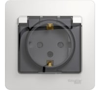 Розетка в сборе Systeme Electric GLOSSA PRO с заземлением со шторками с крышкой, 16А, IP44, в сборе,белый GSL000148RU