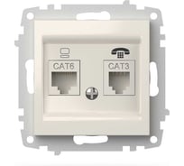 Розетка компьютерная + TF ELBI Zena Vega белый, Cat 6 M+K 609-010200-249